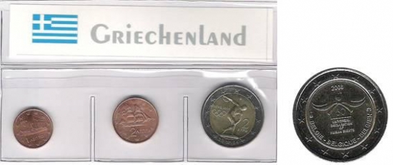 Kleinmünzen "Griechenland 2004" inkl. 2€ Münze Belgien 2008