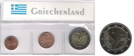 Kleinmünzen "Griechenland 2004" inkl. 2€ Münze Slowenien 2008