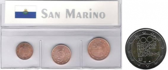 Kleinmünzen "San Marino 2004"" inkl. 2€ Münze Frankreich 2008