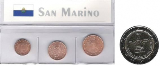 Kleinmünzen "San Marino 2004"" inkl. 2€ Münze Belgien 2008