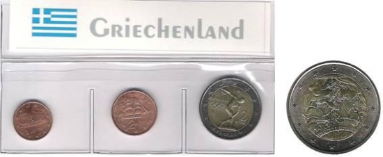 Kleinmünzen "Griechenland 2004" inkl. 2€ Münze Italien 2008