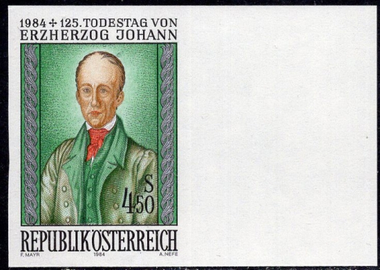 Österreich - ANK 1803 U. ungezähnt - 125. Todestag Erzherzog Johann - Fotoattest - Postfrisch ** / DB / Kommissionsverkauf "PZ"