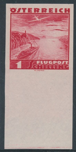 1935 - Flugpost - 1 Schilling rot "karmin" - ANK 608 U. ungezähnt - Postfrisch ** / DB / Kommissionsverkauf "BH"