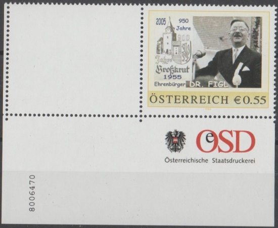 8006470 - PM - Personalisierte Marke - Großkrut 1955 - Ehrenbürger Dr. Figl **