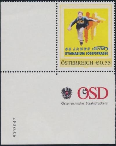 8003047 - PM - Personalisierte Marke - 50 Jahre Gymnasium Josefstrasse - Postfrisch ** / DB / Kommissionsverkauf "BH"